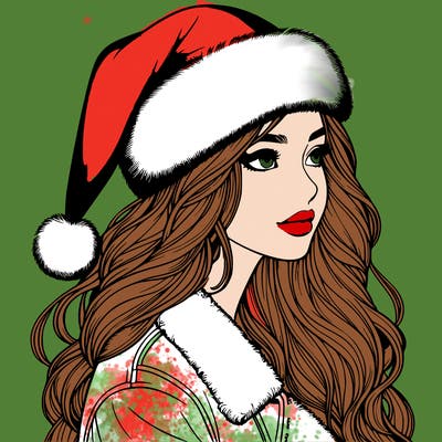 realistic girl in santa hat