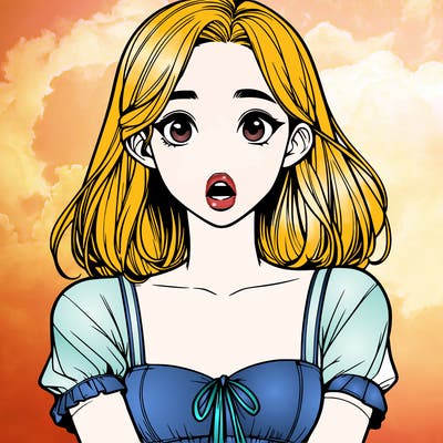 realistic girl surprised