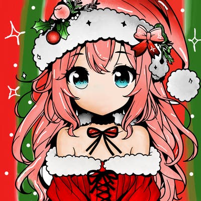 cute anime christmas girl