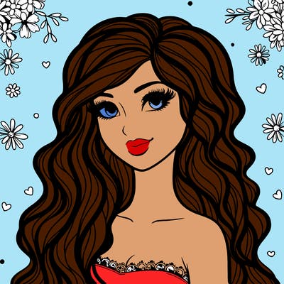 pretty woman with long wavy hair