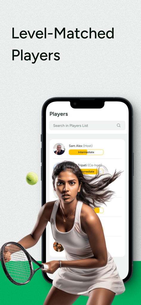 Playo - Sports Community App - Mobile app interface for finding level-matched sports players on Playo