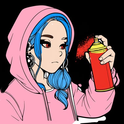 a realistic girl, spray painting