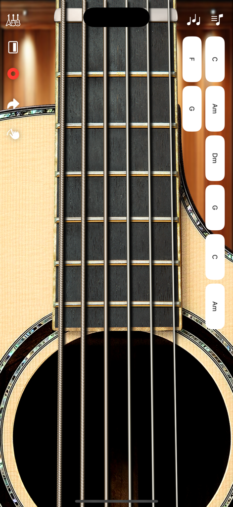Guitar Elite-Chord Play Center - Diapasón de guitarra acústica virtual realista con botones de selección de acordes