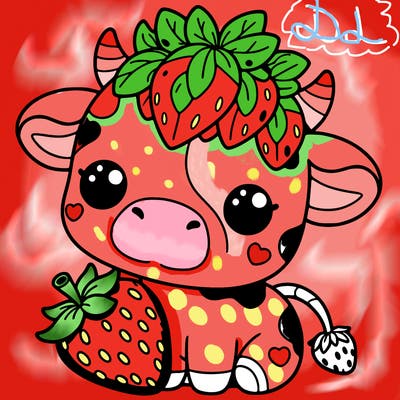 cute strawberry cow
