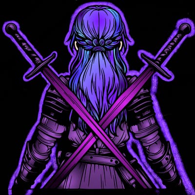 very realistic warrior girl with swords behind her back