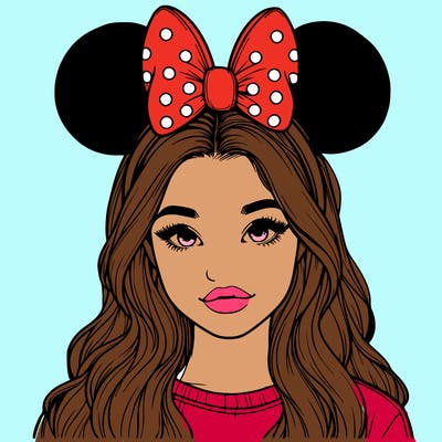 aesthetic realistic girl wearing mickey mouse ears