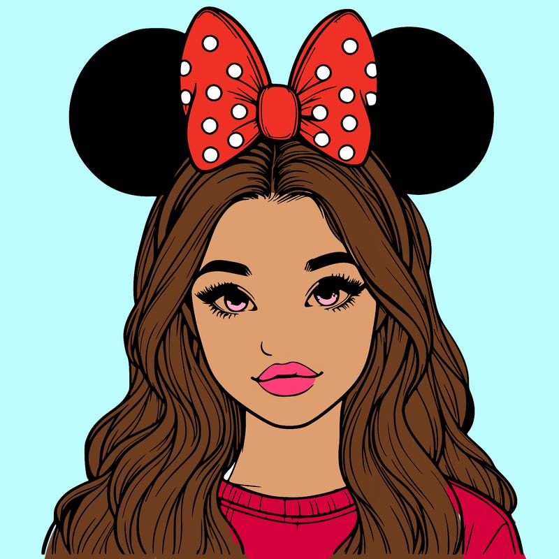 aesthetic realistic girl wearing mickey mouse ears