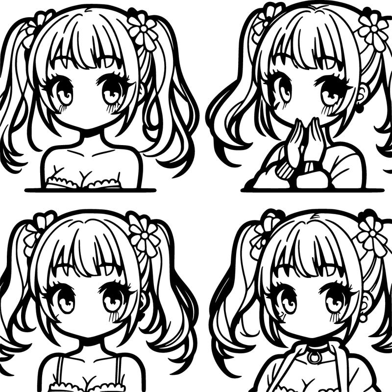 4 parts of one anime girl