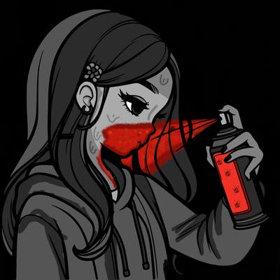 a realistic girl spray painting