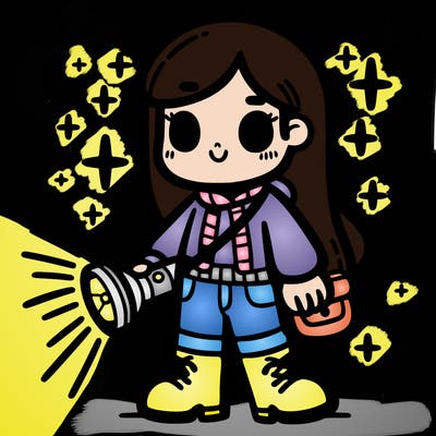 girl with a flashlight