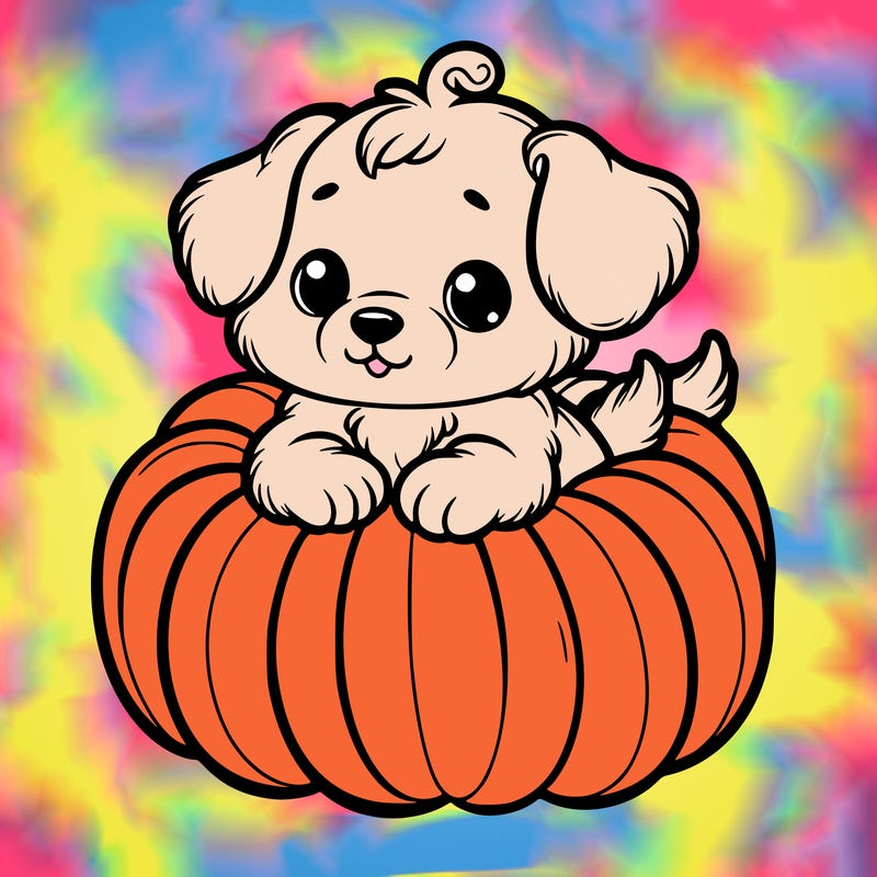 cute little puppy in a pumpkin
