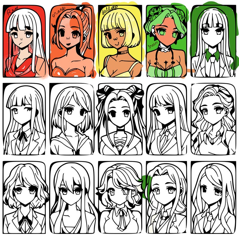 girls that look diffrent anime