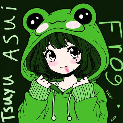 a cute teenage girl wearing a frog hoodie