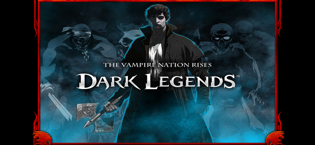 Dark Legends MMORPG - Dark Legends MMORPG promo art showing a vampire hero with an axe and the game title