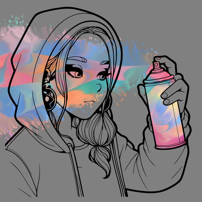 a realistic girl, spray painting