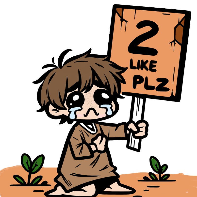 small poor toddler crying with sign that says 2 like plz