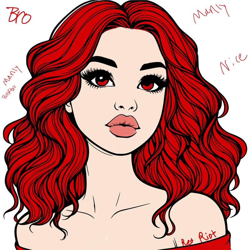realistic girl with wavy hair and lips