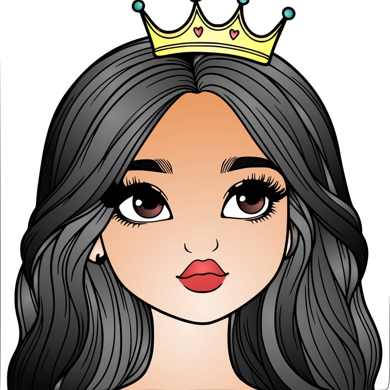 a realistic girl with a crown on