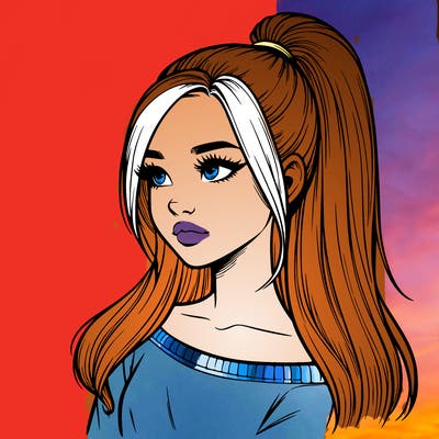 realistic girl with a high ponytail