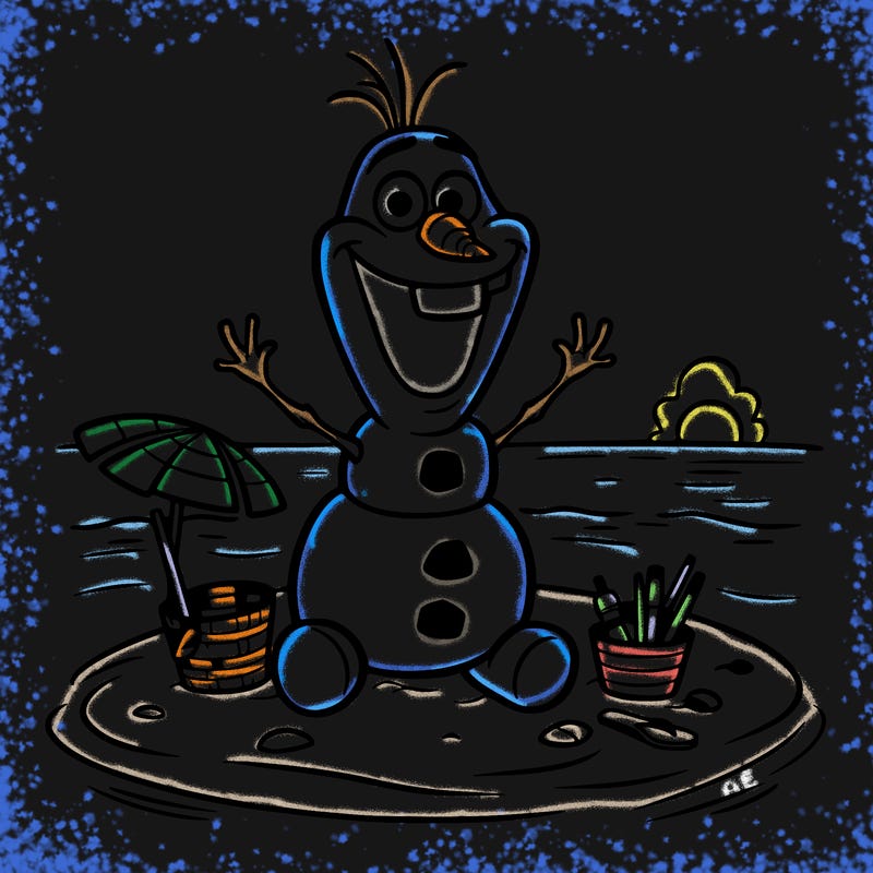 olaf on the beach