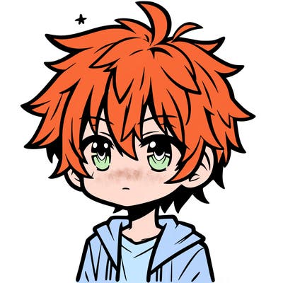 cute anime boy with mesy hair
