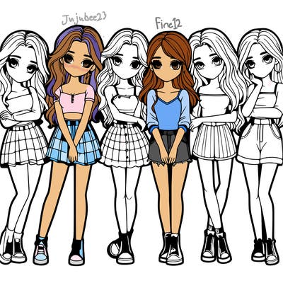 a group of girls realistic