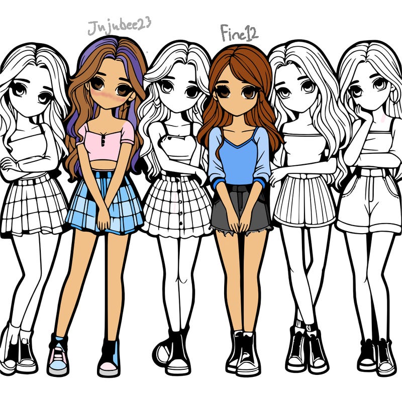a group of girls realistic