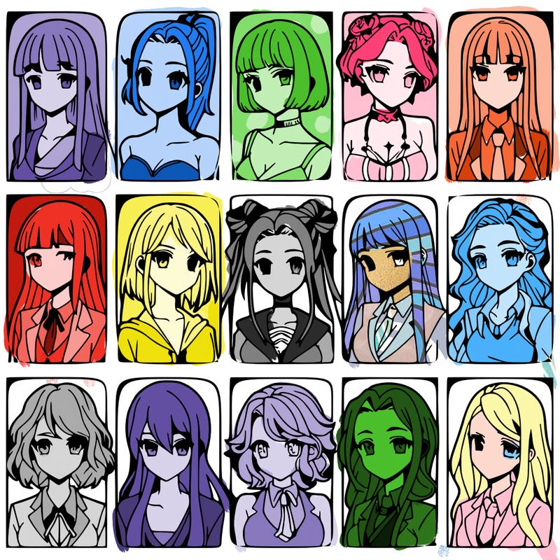 girls that look diffrent anime