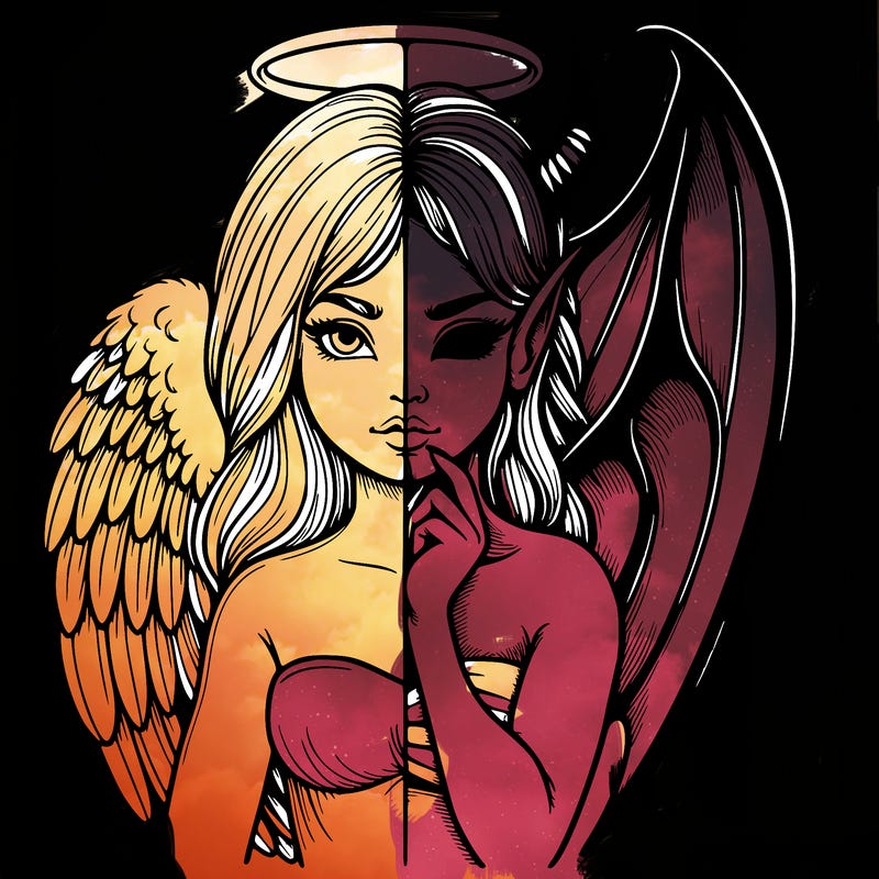 realistic angel half demon