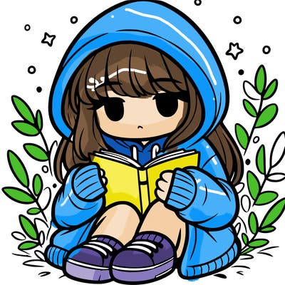 girl in oversized hoodie reading a book