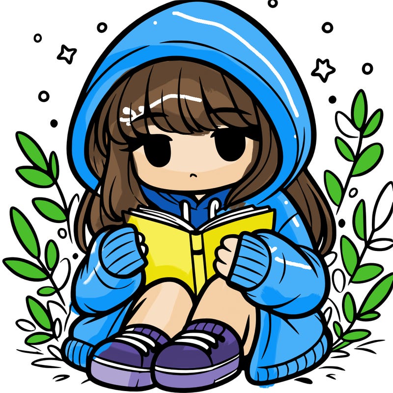 girl in oversized hoodie reading a book