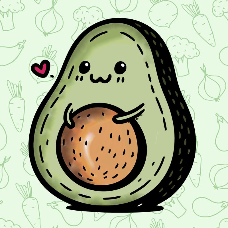 an avocado hugging an avocado