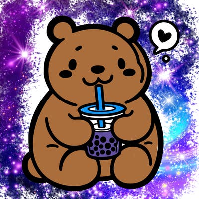 bear drinking boba tea