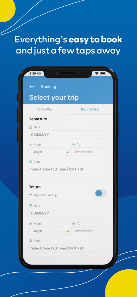 Sindo Ferry - Sindo Ferry mobile app interface showing the trip selection and booking page