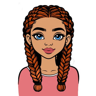 realistic girl with braids