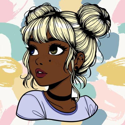 realistic girl with spacebuns