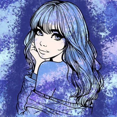 realistic girl with bangs looking over her shoulder