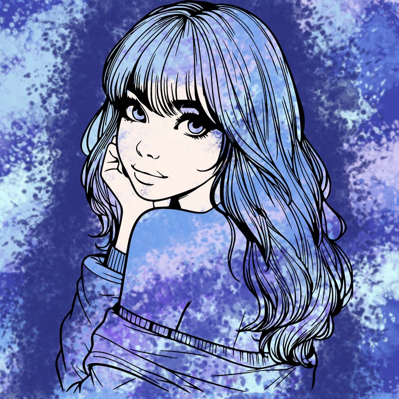 realistic girl with bangs looking over her shoulder