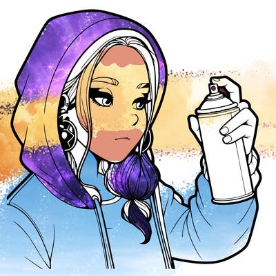 a realistic girl, spray painting