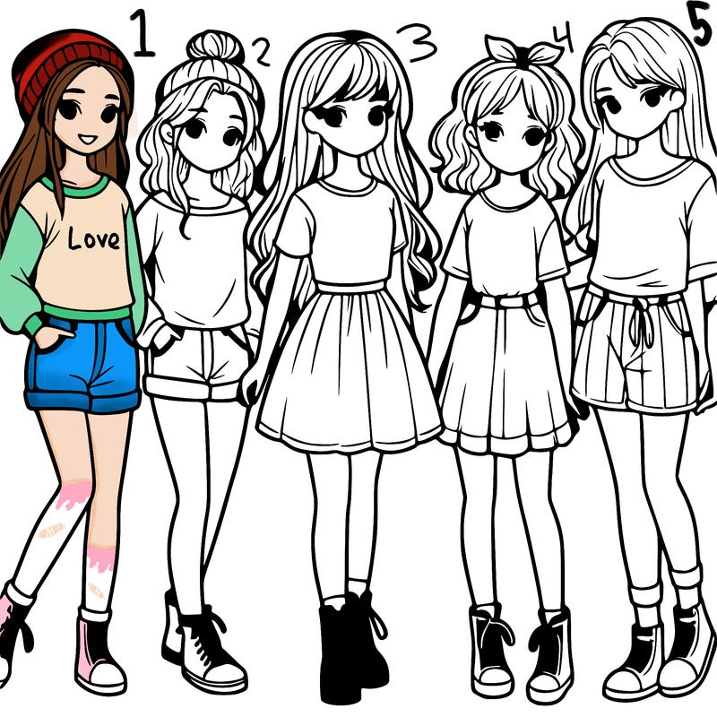 a group of five girls