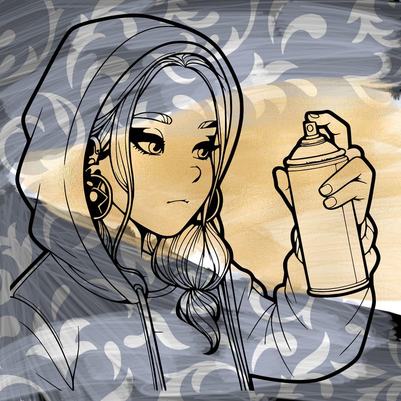 a realistic girl, spray painting