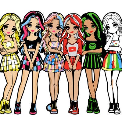 a group of girls realistic