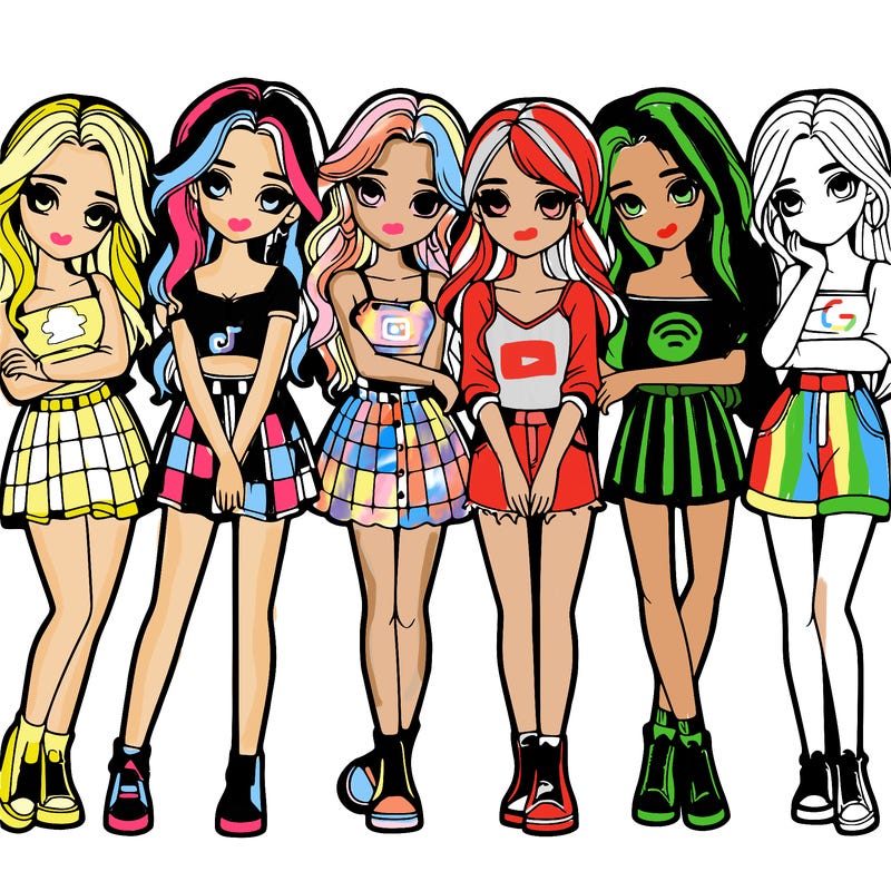 a group of girls realistic