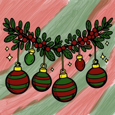 christmas garland with big bulbs