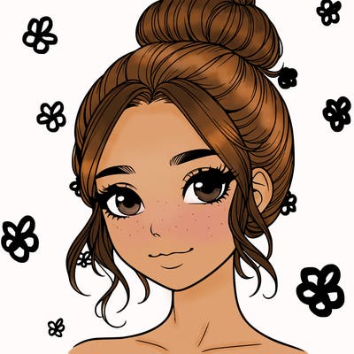 realistic pretty girl with hair in bun