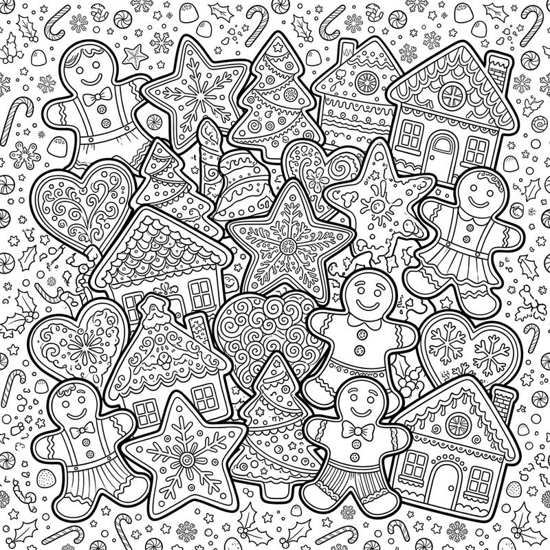 Unleash your artistic flair with this delightful gingerbread cookie coloring page, designed especially for teens. Explore a world of intricate icing patterns and festive shapes, perfect for a cozy creative session.