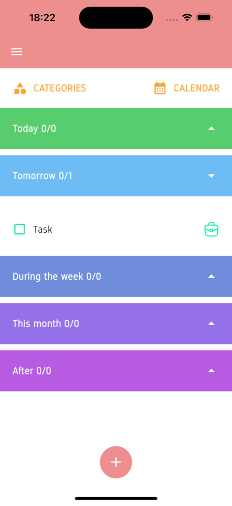 Betao app interface showing color-coded task categories and a minimalist daily planner layout.