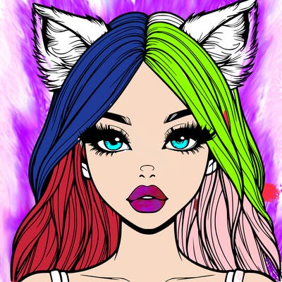 realistic girl with fox ears and realistic lips