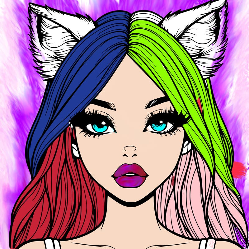 realistic girl with fox ears and realistic lips