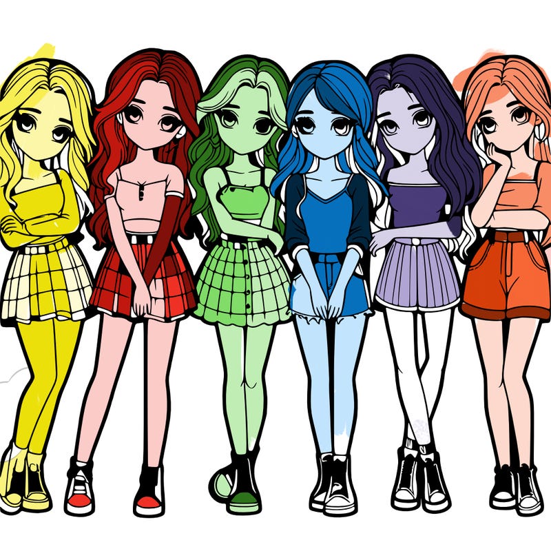 a group of girls realistic